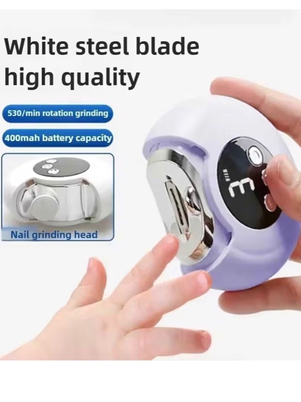 Baby/Child Electric Nail Trimmer and Polisher, 2-in-1 Portable Clipper